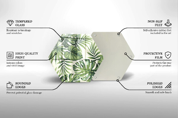 Glas Herdabdeckplatte Monstera hinterlässt Illustration