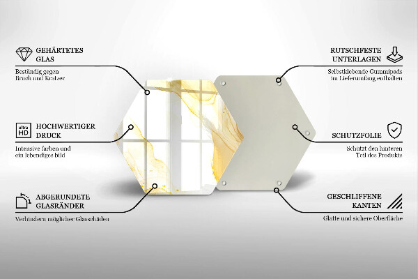Glas Herdabdeckplatte Goldene Abstraktion