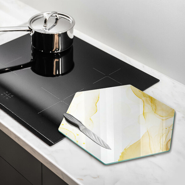 Glas Herdabdeckplatte Goldene Abstraktion