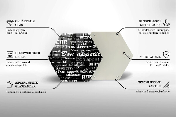 Glas Herdabdeckplatte Küchenuntertitel Bon appetit