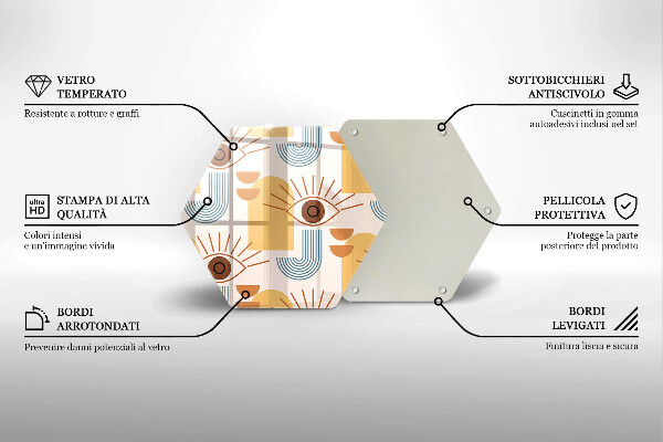 Glas Herdabdeckplatte Boho-Augenmuster