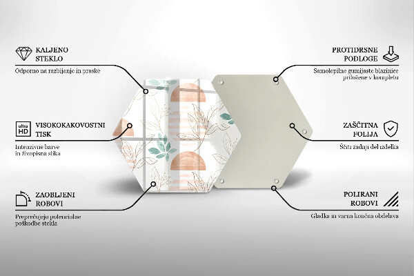 Glas Herdabdeckplatte Boho-Blättermuster