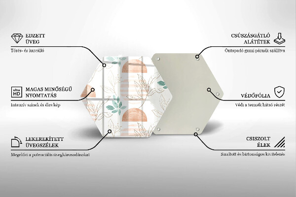 Glas Herdabdeckplatte Boho-Blättermuster