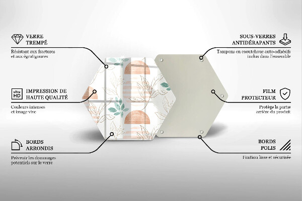 Glas Herdabdeckplatte Boho-Blättermuster