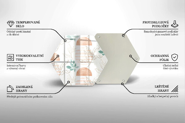 Glas Herdabdeckplatte Boho-Blättermuster