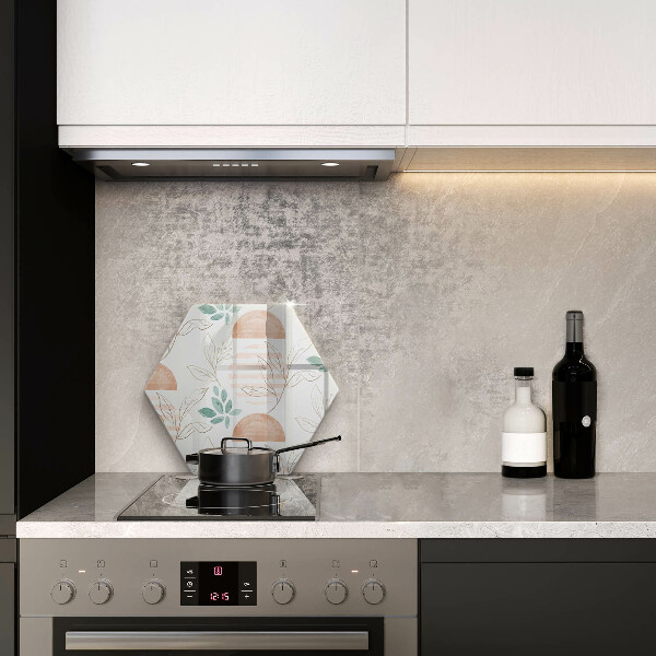 Glas Herdabdeckplatte Boho-Blättermuster