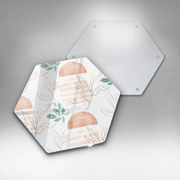 Glas Herdabdeckplatte Boho-Blättermuster