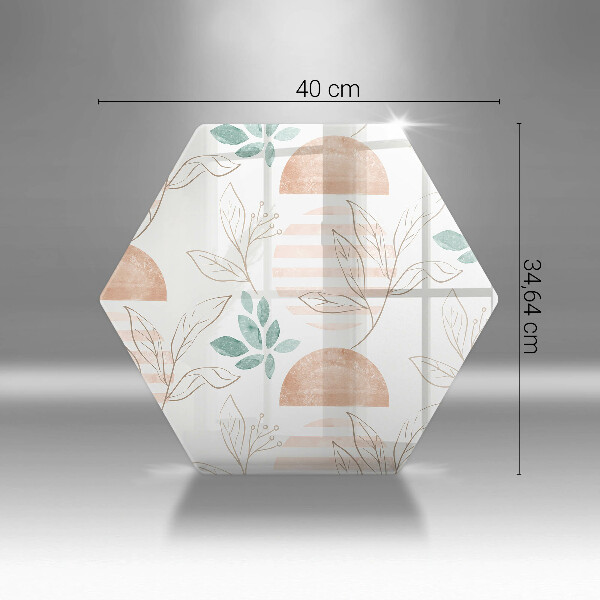 Glas Herdabdeckplatte Boho-Blättermuster