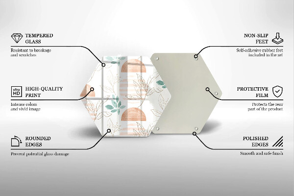 Glas Herdabdeckplatte Boho-Blättermuster