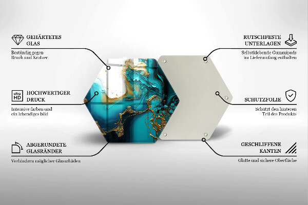 Glas Ceranfeldabdeckung Spritzschutz Türkisfarbene Abstraktion