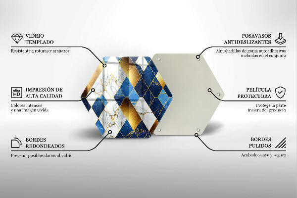 Glas Ceranfeldabdeckung Spritzschutz Goldene Marmorrauten