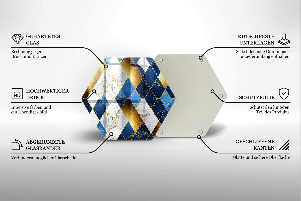 Glas Ceranfeldabdeckung Spritzschutz Goldene Marmorrauten
