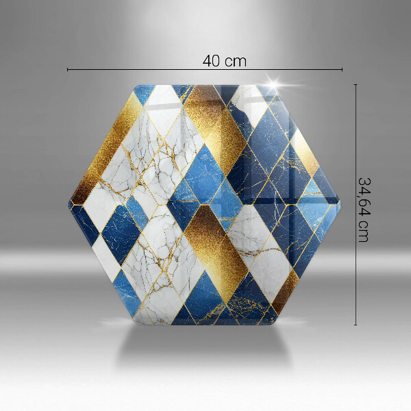 Glas Ceranfeldabdeckung Spritzschutz Goldene Marmorrauten