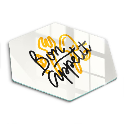 Glas Ceranfeldabdeckung Spritzschutz Inschrift Bon appetit