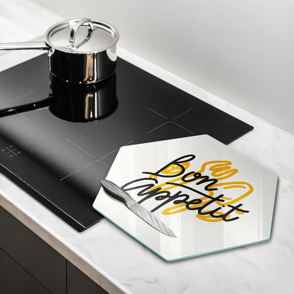 Glas Ceranfeldabdeckung Spritzschutz Inschrift Bon appetit