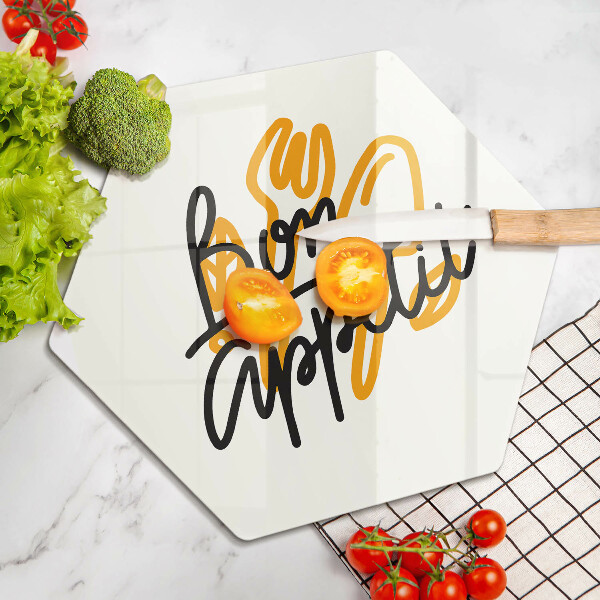 Glas Ceranfeldabdeckung Spritzschutz Inschrift Bon appetit