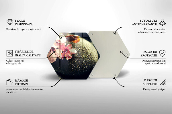 Glas Ceranfeldabdeckung Spritzschutz Blumen Zen-Steine