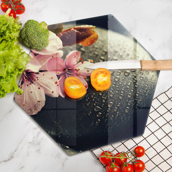 Glas Ceranfeldabdeckung Spritzschutz Blumen Zen-Steine