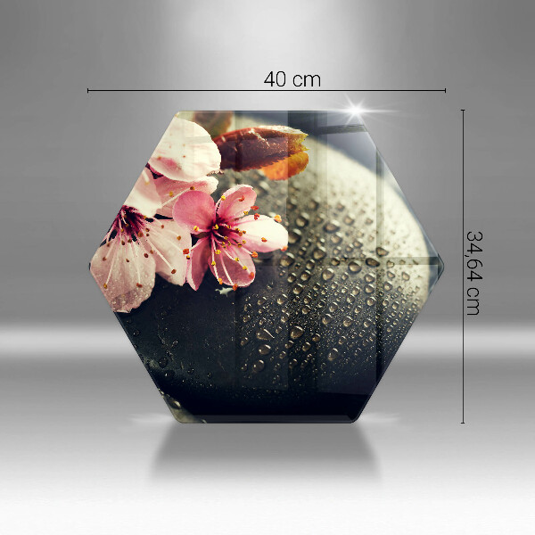 Glas Ceranfeldabdeckung Spritzschutz Blumen Zen-Steine