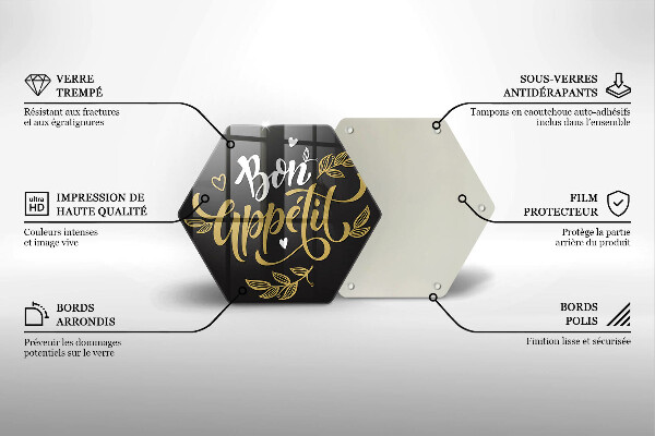 Glas Ceranfeldabdeckung Spritzschutz Inschrift Bon appetit