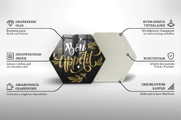 Glas Ceranfeldabdeckung Spritzschutz Inschrift Bon appetit