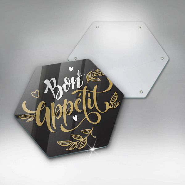Glas Ceranfeldabdeckung Spritzschutz Inschrift Bon appetit