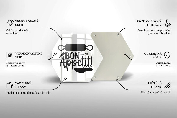 Glas Ceranfeldabdeckung Spritzschutz Inschrift Bon appetit