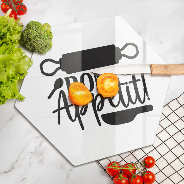 Glas Ceranfeldabdeckung Spritzschutz Inschrift Bon appetit