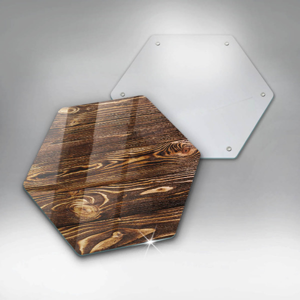 Glas Ceranfeldabdeckung Spritzschutz Holzstruktur