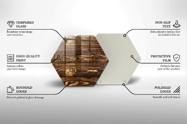 Glas Ceranfeldabdeckung Spritzschutz Holzstruktur