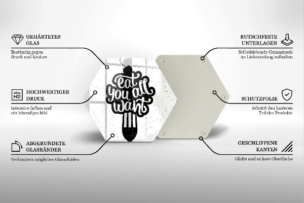 Glas Ceranfeldabdeckung Spritzschutz Eat all you want