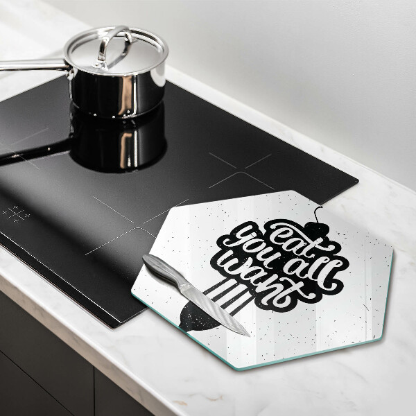 Glas Ceranfeldabdeckung Spritzschutz Eat all you want