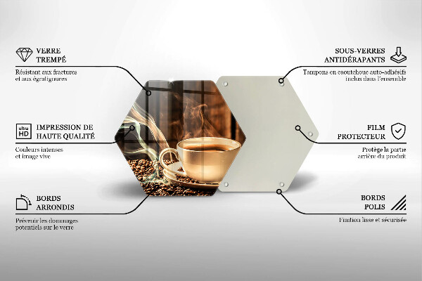 Glas Ceranfeldabdeckung Spritzschutz Tasse und Kaffeebohnen