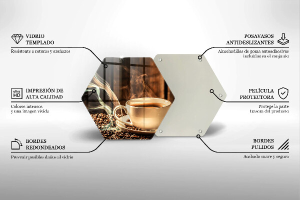 Glas Ceranfeldabdeckung Spritzschutz Tasse und Kaffeebohnen