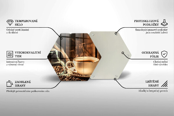 Glas Ceranfeldabdeckung Spritzschutz Tasse und Kaffeebohnen