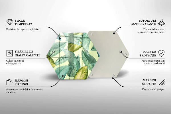 Glas Ceranfeldabdeckung Spritzschutz Grüne tropische Blätter