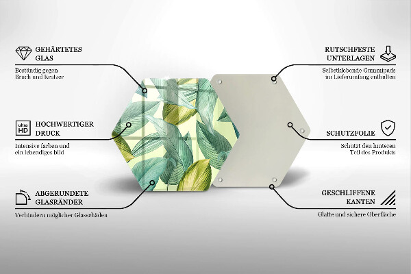 Glas Ceranfeldabdeckung Spritzschutz Grüne tropische Blätter