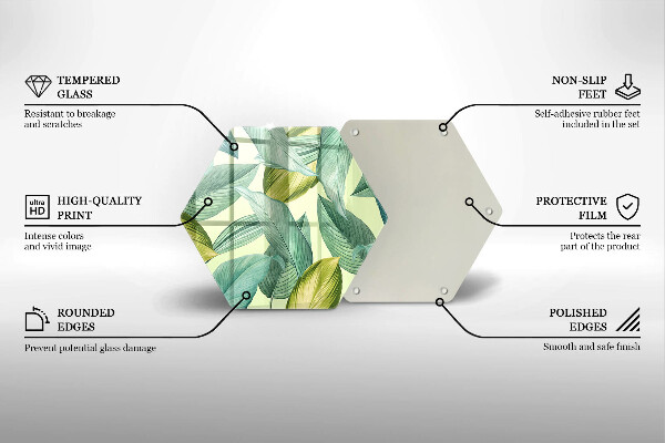 Glas Ceranfeldabdeckung Spritzschutz Grüne tropische Blätter