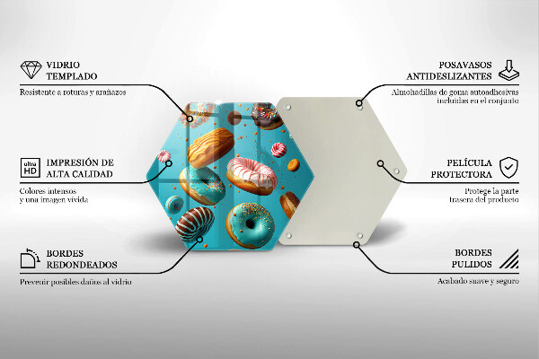 Glas Ceranfeldabdeckung Spritzschutz Bunte Donuts