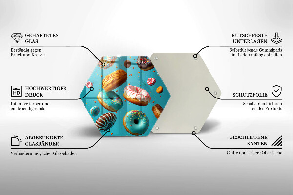 Glas Ceranfeldabdeckung Spritzschutz Bunte Donuts