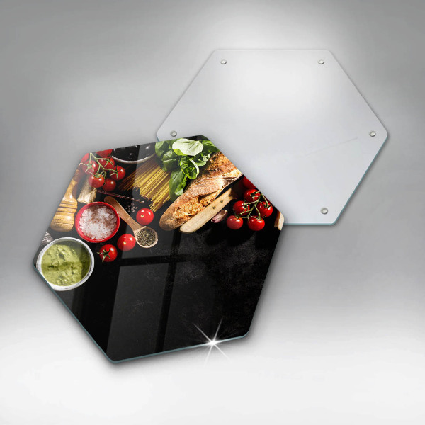 Glas Ceranfeldabdeckung Spritzschutz Italienische Zutaten und Gewürze