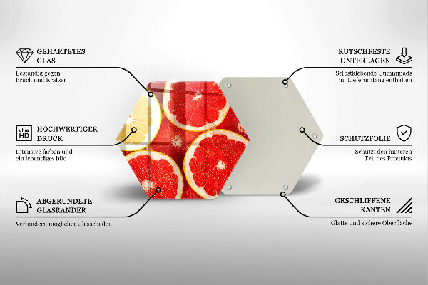 Glas Ceranfeldabdeckung Spritzschutz Grapefruitscheiben