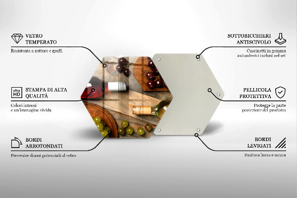 Glas Ceranfeldabdeckung Spritzschutz Weinflaschen und Trauben