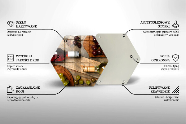 Glas Ceranfeldabdeckung Spritzschutz Weinflaschen und Trauben