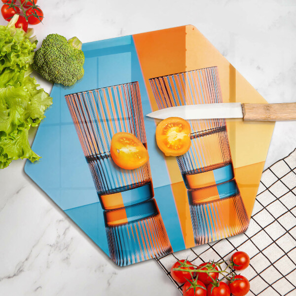 Glas Ceranfeldabdeckung Spritzschutz Zwei Gläser Wasser