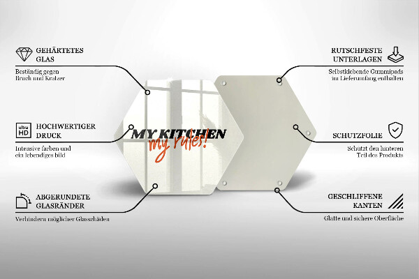 Glas Ceranfeldabdeckung Spritzschutz My kitchen my rules
