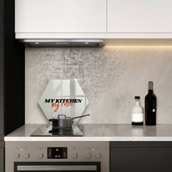 Glas Ceranfeldabdeckung Spritzschutz My kitchen my rules