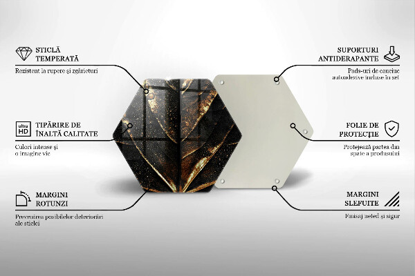 Glas Ceranfeldabdeckung Spritzschutz Gold Blatt