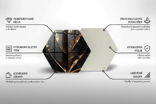 Glas Ceranfeldabdeckung Spritzschutz Gold Blatt