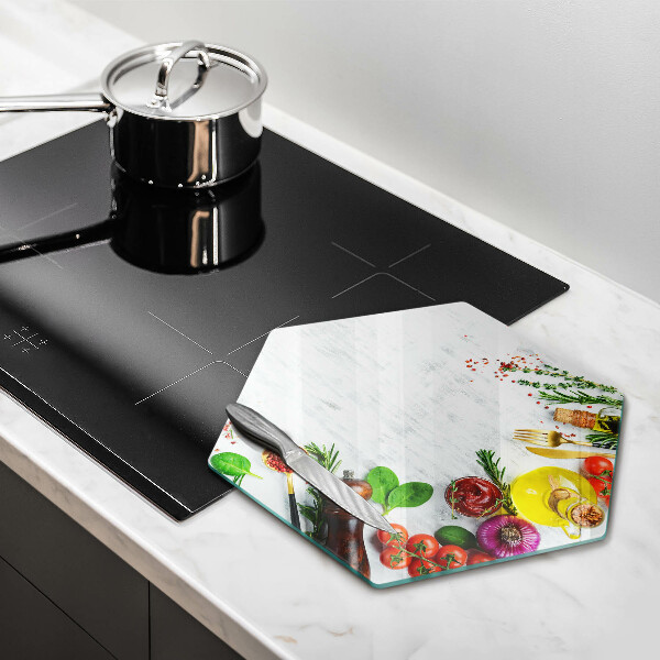 Glas Ceranfeldabdeckung Spritzschutz Gemüse und Gewürze